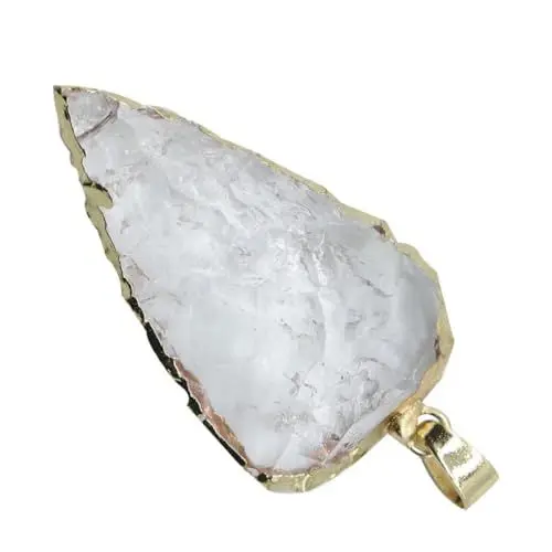 Produktbild: NUOBESTY Arrowhead Form Natur Achat Stein Bunt Plattierungsrand Mit Hängering Für Schmuck Halskette Zubehör Weiß