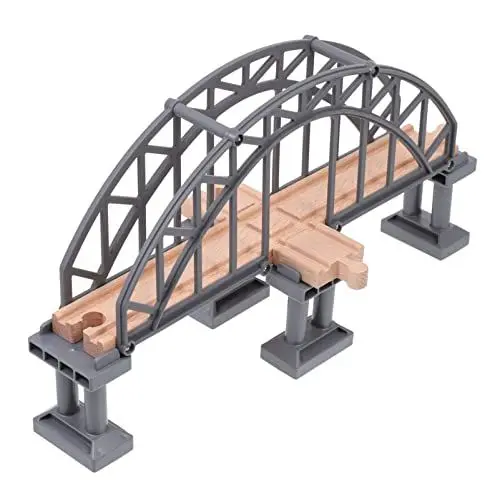Produktbild: NUOBESTY Holzeisenbahngleise Brückenspielzeug Spielzeugeisenbahn Hängebrücke Zugschiene Kreuzbahn Spielzeug Zugzubehör Spielzeug Für Kinder Zugszene Layout Requisiten Zug Zug Zug