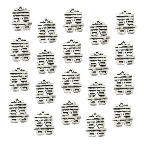 Produktbild: NUOBESTY 20stücke Teiliges Aus Doppelzeichen-anhängern Aus Legierung Schmuckzubehör Für Einzigartige Halsketten Und Kreative Projekte Antik Silber
