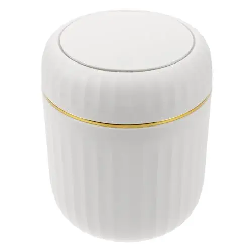 Produktbild: NUOBESTY Innovativer Druckdeckel Mini-mülleimer Weiß Für Schreibtisch Büro Küche Kleiner Abfallkorb Toilette