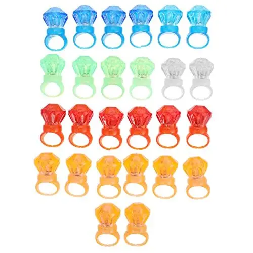 Produktbild: NUOBESTY Flashing Finger Toy 26 Stück LED-Leuchtring Bunt Blinkende Ringe Fingerspielzeug Neuheit Die im Dunkeln Leuchten Gelee-Ringe für Kinder Halloween-Party Zufällige Farbe Kinderring