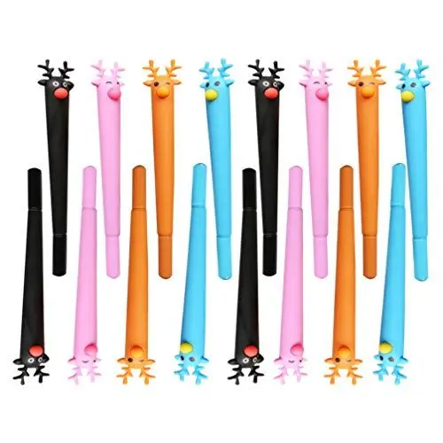 Produktbild: NUOBESTY Gelschreiber, weihnachtliches Hirsch, niedliche Schreibstifte, Schul- und Bürobedarf für Jungen Mädchen, 0,5 mm, schwarze Tinte, 16 Stück