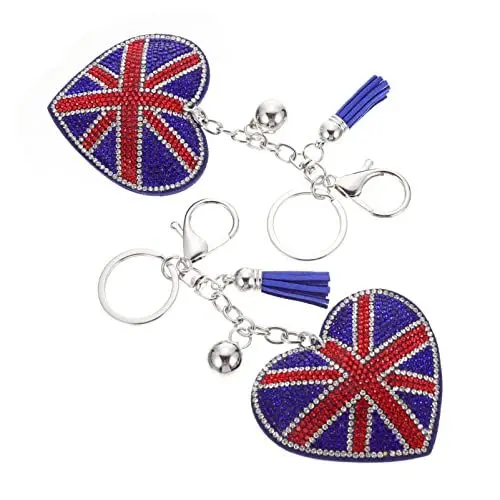 Produktbild: NUOBESTY Handtasche Union Jack Tasche Union Jack Strass Union Jack Schlüsselring Britisch Keychain Union Jack Schlüsselring Keychain 2 Stücke London Keyring Tasche Union Jack