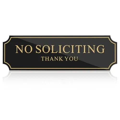 Produktbild: NUOBESTY Noble No Solicitor Türschild Selbstklebend Acryl Golden Hinweis „keine Werbung“