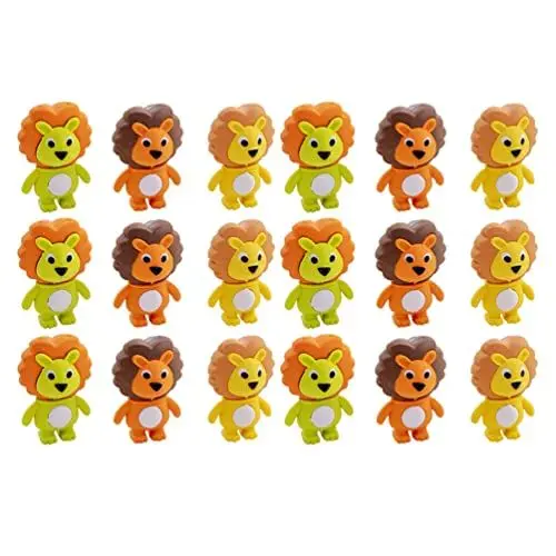 Produktbild: NUOBESTY Kinder Radiergummi Mitgebsel Mini Löwe Figur 18 Stk Miniatur Löwen Neuheit Radiergummi Block Schreibwaren für Kinder Schulen Schüler Schulbedarf Kindergarten Party Geschenke
