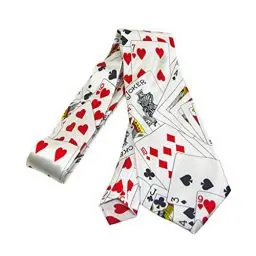 Produktbild: NUOBESTY Krawatte Poker Würfel Druck Krawatte Kostüm für Cosplay Dress Up Accessoires Partyzubehör (Weißer Hintergrund)