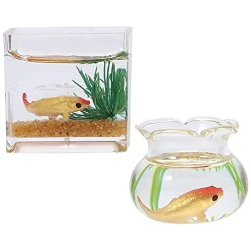 Produktbild: NUOBESTY Mini-Fischschale Puppenhaus Miniatur-Aquarium Kleines Glas-Goldfischglas für Märchenlandschaft Gartenverzierung Puppenhaus-Dekorationszubehör