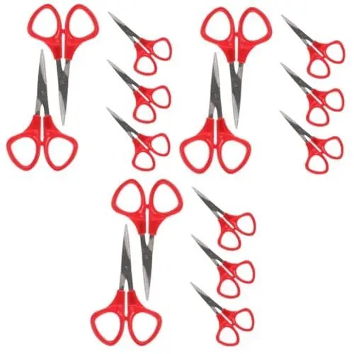 Produktbild: NUOBESTY Nagelschere 15 Stk Fingernagelschere Kreuzstichschere Schneiderschere Stickschere Aus Edelstahl Tuch Stickgarnschere Edelstahlschere Kreuzen Rot Gebogene Schere Ausgeschnitten