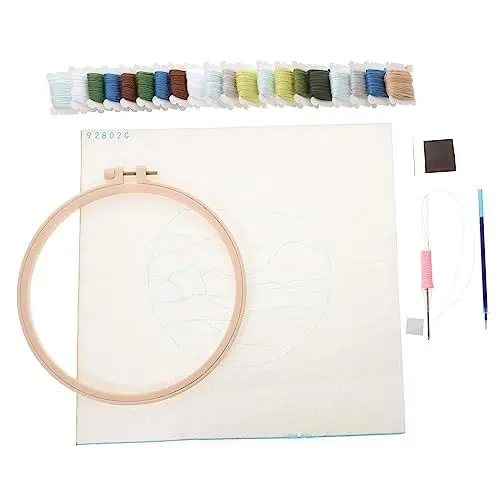 Produktbild: NUOBESTY Punch Needle Set für Anfänger DIY Stickerei Kit mit Stanznadel Stoffrahmen und Materialien für für Kreative Bastelprojekte und
