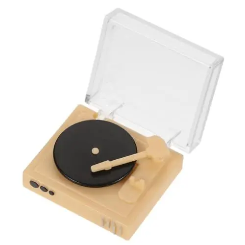 Produktbild: NUOBESTY Puppenhaus-Modell Puppenhaus-grammophon Miniatur Kleiner Phonograph Mini-Retro-Plattenspieler Mini-grammophon Puppenhausmöbel Puppenhaus-Plattenspieler Mini- -Charme Acryl