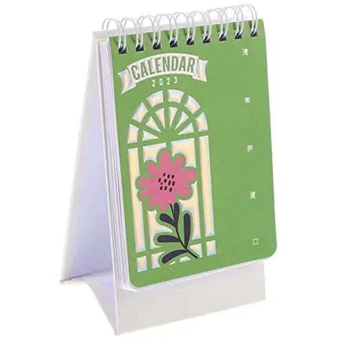 Produktbild: NUOBESTY Schreibtisch Deko Taschenkalender 2022. 9-2023. 12 Tischkalender Stehender Spulenkalender Einfaches Design Dekorativer Kalender für Heimbürobedarf Pflanzkalender Chinesische Deko