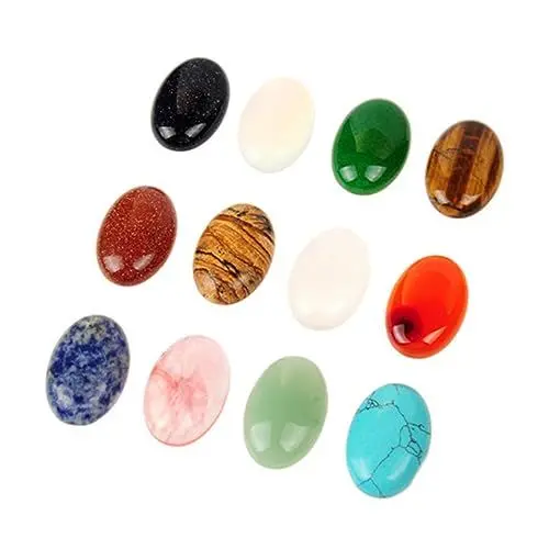 Produktbild: NUOBESTY Schmuck-charm-set 10-teilig Ovale Perlen Aus Naturstein Kristallquarz-edelsteine ​​für Armbänder Keine Löcher Gemischte Farben
