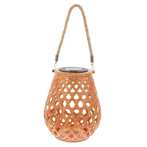 Produktbild: NUOBESTY Solar Laterne Aus Rattan Für Außenbereich Solarbetriebene Terrassenlampe Solarleuchte Im Boho-stil Für Garten Balkon Terrassendekoration