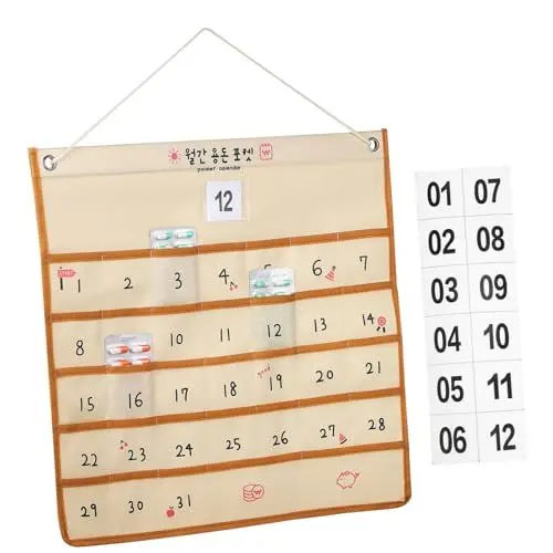Produktbild: NUOBESTY Wohnkultur Kalender Tasche Hängen Kalender Tasche Mehrere Lagerung Taschen Für Organisation