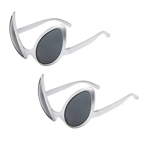 Produktbild: NUOBESTY skurrile Alien Brille Alien Kostüm Brille dekorative Brille Foto Requisiten Party Brille Party Favors 2 Stück (silberner Rahmen mit grauen Gläsern)