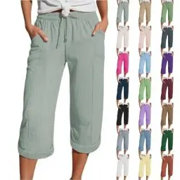 Produktbild: Nuoke Strandkleid Damen, Musselin Kurze Hose Damen 2025 Sommer Leinen Shorts Beach Hosen Sommerhose Leicht Stoffhose Kleid Leinenhose Bluse, Silber XL