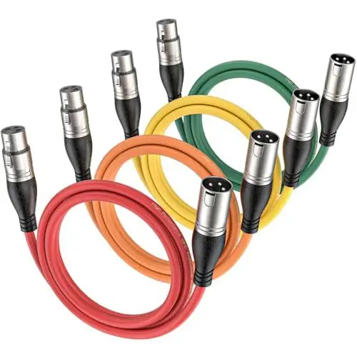 Produktbild: NUOSIYA XLR Kabel 1m 4 Farben, 3-Pin XLR Stecker auf Buchse Mikrofonkabel für Mikrofon, Verstärker, Mischpult, Lautsprecher