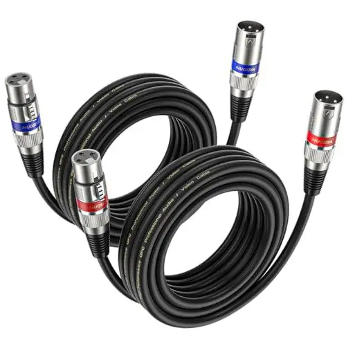 Produktbild: NUOSIYA XLR Kabel 5m 2 Pack, Mikrofon XLR Symmetrisch Audio Verlängerungskabel, 3-poligen Adapter XLR Stecker auf Buchse Kabel für Studio-Recorder, Mikrofon, Mixer, Lautsprechersystem