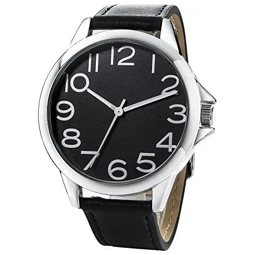 Produktbild: NUOVO Herren Uhr Analog Quarz mit Schwarz Leder Armband Wasserdicht