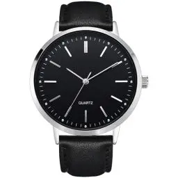 Produktbild: NUOVO Herrenuhr Leder Armbanduhr Moderne Klassische Quarzuhr Leicht zu lesen Schwarze Herrenuhr Business Casual Minimalistische Uhr Schwarz