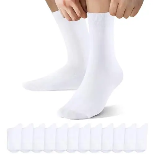 Produktbild: NUOZA 12 Paar Socken Damen 35-38 Weiße Baumwolle Crew Herrensocken Activewear für Herren Tennissocken Sportsocken Business Socken Lange Atmungsaktive Socks Sport Dünne Lange Tennis Winter Weisse Weiss