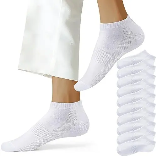Produktbild: NUOZA Sneaker Socken Damen 39-42 Socken Herren 10 Paar Kurze Halbsocken Baumwollesocken 201,Weiß