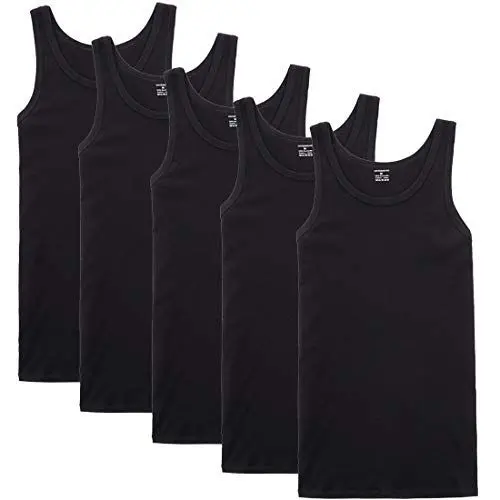 Produktbild: NUOZA Unterhemd Herren Tank Top 5er Pack Feinripp Muskelshirts Baumwolle alle Größen und Farben-Schwarz,XL