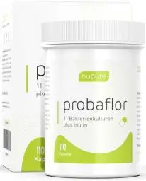 Produktbild: Nupure® Probaflor mit 345 Mrd KBE/g*, 110 Kapseln mit 11 Spezielle Bakterienstämme, Mit Inulin und Lactobacillus salivarius SP2, Besser geschützt dank Spezialdose, Vegan