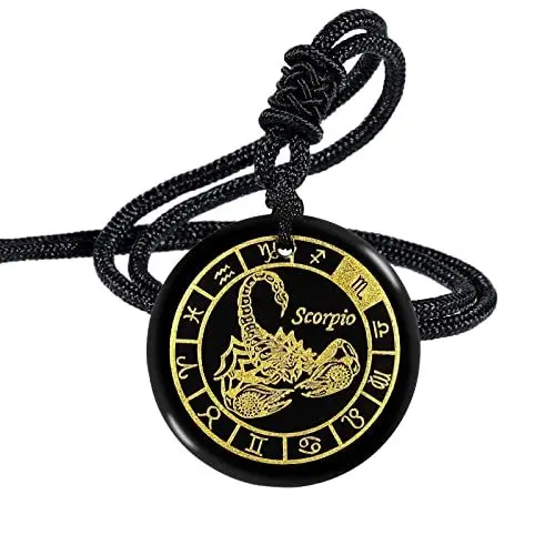 Produktbild: Nupuyai 12 Sternbild Obsidian Kette Damen Herren Talisman Heilstein Kette mit Anhänger Glücksbringer für Chakra Heilung, Horoskop Astrologie (Skorpion)