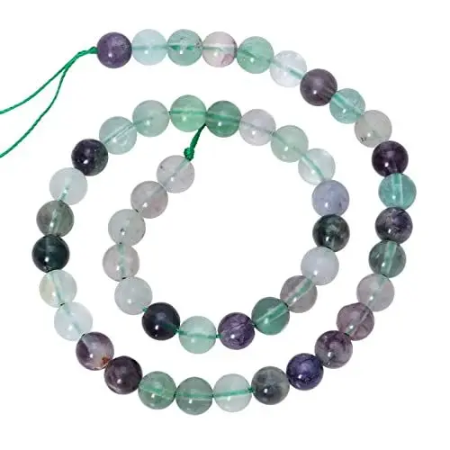 Produktbild: Nupuyai 8mm Fluorit Perlen mit Loch, runde Edelstein Perlen Strang, lose Kristall DIY Schmuck Perlen zum Auffädeln für Armband, Halskette, Heilstein Schmuckherstellung