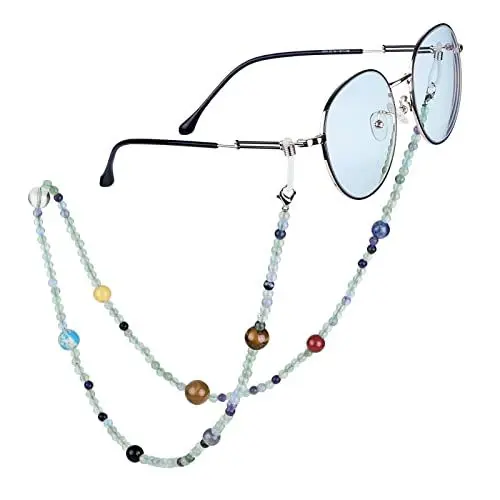 Produktbild: Nupuyai 9 Planeten Stein Perlen Brillenkette Damen und Herren Kristall Sonnenbrillenkette Gesichtsmaske Kette Edelstein Brillenband Brillenkordel Brillenhalter für Lesebrillen, Myopiebrille