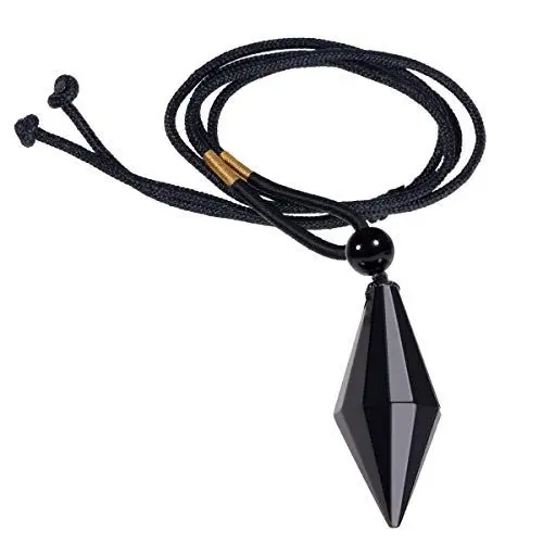 Produktbild: Nupuyai Chakra Halskette mit Obsidian Anhänger für Damen und Herren, Reiki Schmuck Heilstein Pendel mit Verstellbare Kette Edelstein