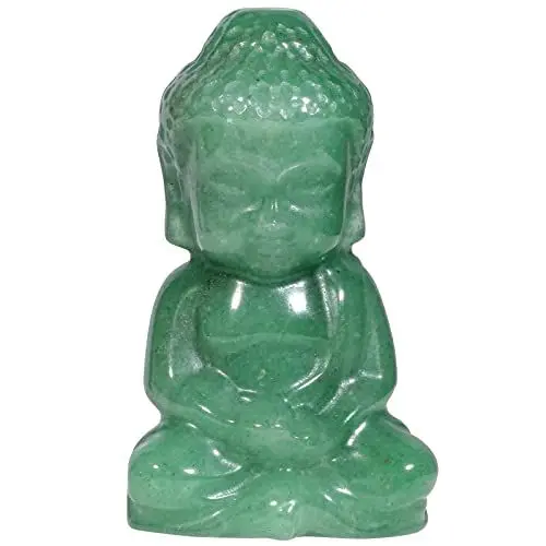 Produktbild: Nupuyai Grün Aventurin Kleiner Süßer Buddha Figur Sitzend Edelstein Kristall Glücksbuddha Heilstein Statue Glücksbringer Feng Shui, Zen Deko und Meditation