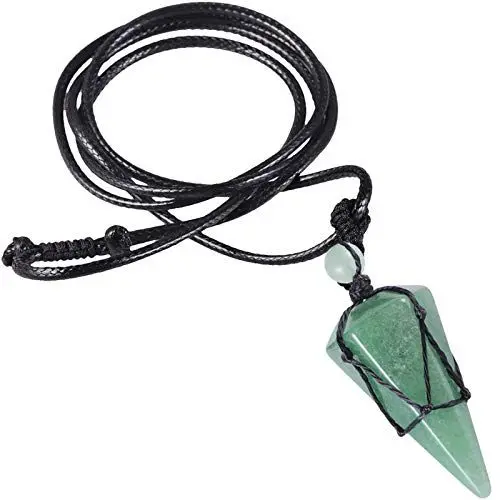 Produktbild: Nupuyai Heilung Kristall Säule Stein Halskette für Damen und Herren, Glücksbringer Grüner Aventurin Anhänger Pendel für Reiki Meditation