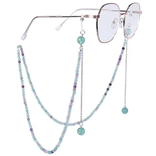 Produktbild: Nupuyai Kristall Brillenkette Damen Modern Stein Brillenband Damen Perlen Sonnenbrillenkette Gesichtsmaske Kette Edelstein Brillenkordel Brillenhalter für Lesebrillen, Myopiebrille