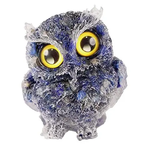 Produktbild: Nupuyai Lapislazuli Harz Eule Statue Home Indoor Outdoor Dekor, Kristall Tier Skulptur Quarz Figur handgeschnitzt für Reiki Heilung 2,5 Zoll