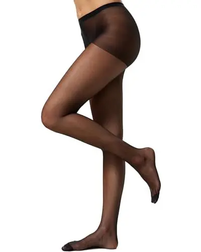 Produktbild: Nur Die Damen Seidenfein 15 DEN Große Größen Fein-Strumpfhose seidig glänzende Optik Komfortbund Nylon Strumpfhosen schwarz XL