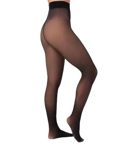 Produktbild: Nur Die Warm & Transparent 50 DEN gefütterte Fein-Strumpfhose beige durchscheinend Komfortbund blickdicht Damen, Schwarz, 38/40 EU(S)
