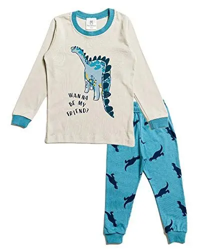 Produktbild: Nuribom Schlafanzug für Jungen und Mädchen - Kinder Baumwolle Pyjama 90-140 (Dinosaurier, 120)