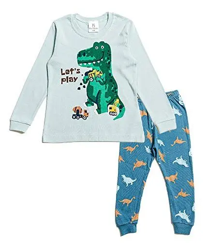 Produktbild: Nuribom Schlafanzug für Jungen und Mädchen - Kinder Baumwolle Pyjama (T-Rex, 100) 2 Jahre