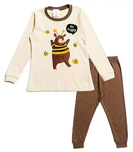 Produktbild: Nuribom Schlafanzug für Jungen und Mädchen - Kinder Baumwolle Pyjama (süßen Bären, 130) 6-7 Jahre