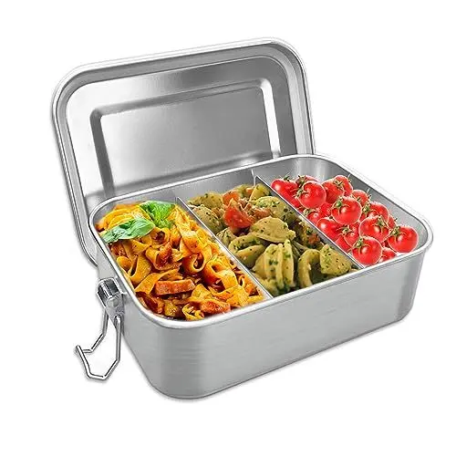 Produktbild: Nutabevr Brotdose Edelstahl, 850ml Lunchbox Auslaufsicher mit Abtrennung und Dichtring, nachhaltige und umweltfreundliche BPA-frei, Lunchbox, Vesperdose, Pausenbrot, für Erwachsene & Kinder