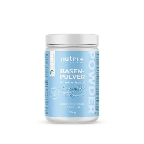 Produktbild: Nutri + Basenpulver zum Einnehmen auf Citrat-Basis mit Zink - vegan hochdosiert laktosefrei - 224 g Säurebasenpulver ohne Zucker, Natrium und Zusätze