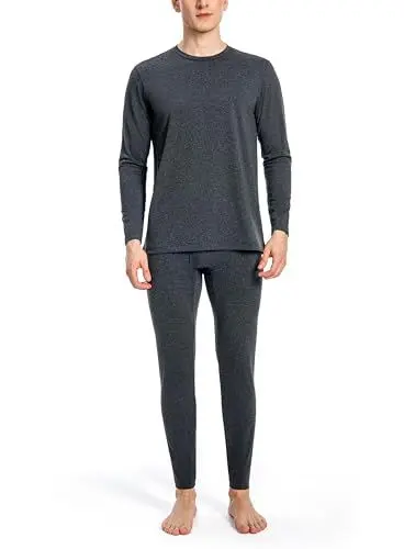 Produktbild: Nutria Thermounterwäsche Herren Set Unterwäsche Innenfleece Thermo Unterwäsche Thermooberteil Thermohose Base Layer Top&Bottom Lange Unterhosen für Männer Bei Kaltem Wetter Leichtgewicht U07 Grau XL