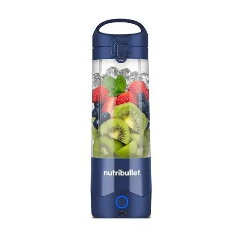 Produktbild: nutribullet Stabmixer, Stabmixer, 475ml BPA frei, Tragbarer Mixer, Multifunktionsmixer, USB-C Ladegerät, über 15 Mixzyklen, Navy Blauz, NBP003NBL