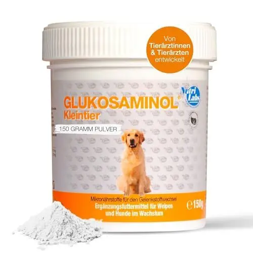 Produktbild: NutriLabs Glukosaminol® Kleintier Gelenkpulver für Hunde-Welpen 150 g - mit MSM, Artischocke, Glucosamin, UVM. - Hundewelpen Nahrungsergänzungsmittel - Gelenkgesundheit Welpen