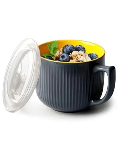 Produktbild: NUTRIUPS Mikrowellen Keramik Suppenschüssel mit Henkel, 900ml Suppentassen mit Henkel, Kaffeetasse Groß