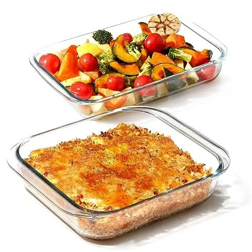Produktbild: NUTRIUPS 2 Stücke Auflaufform Set aus Glas, Glasbackformen, Lasagne Auflaufform(1.5L+2.3L)