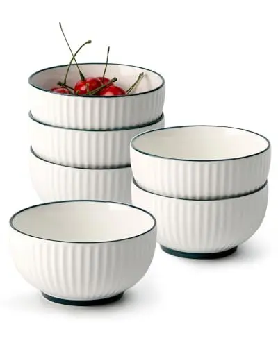 Produktbild: NUTRIUPS keramik schalen schüssel Satz von 6, 300ml Porzellan schüssel klein weiß, 4.5 Zoll müslischüssel, dessertschalen