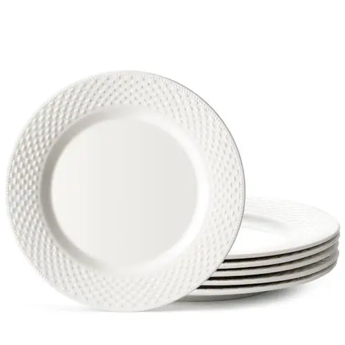 Produktbild: NUTRIUPS speiseteller 6er set, 27cm teller set 6 personen, Weiß porzellan teller,frühstücksteller 6er set